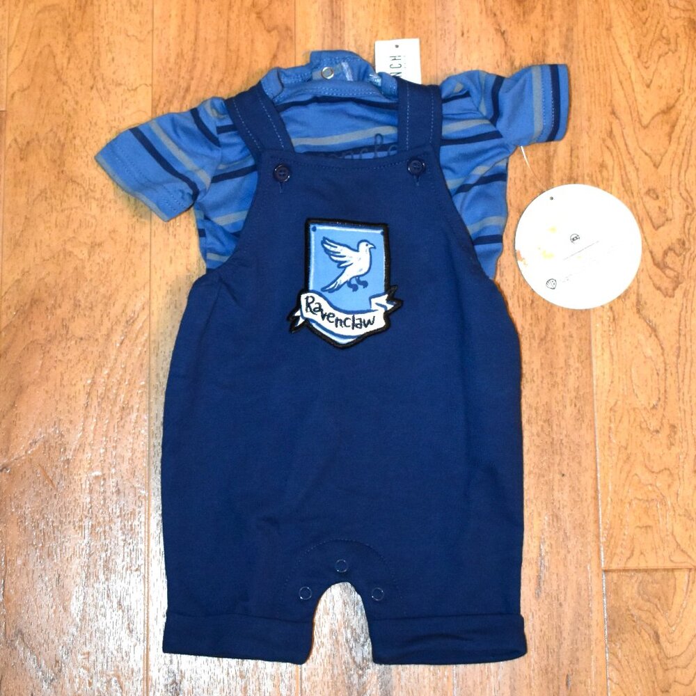 NWT Box Lunch Harry Potter‎ Ravenclaw 2 Piece Overall Outfit Sz 3 Months